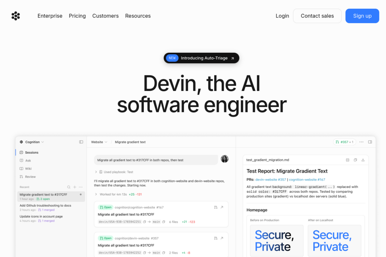 Devin website screenshot