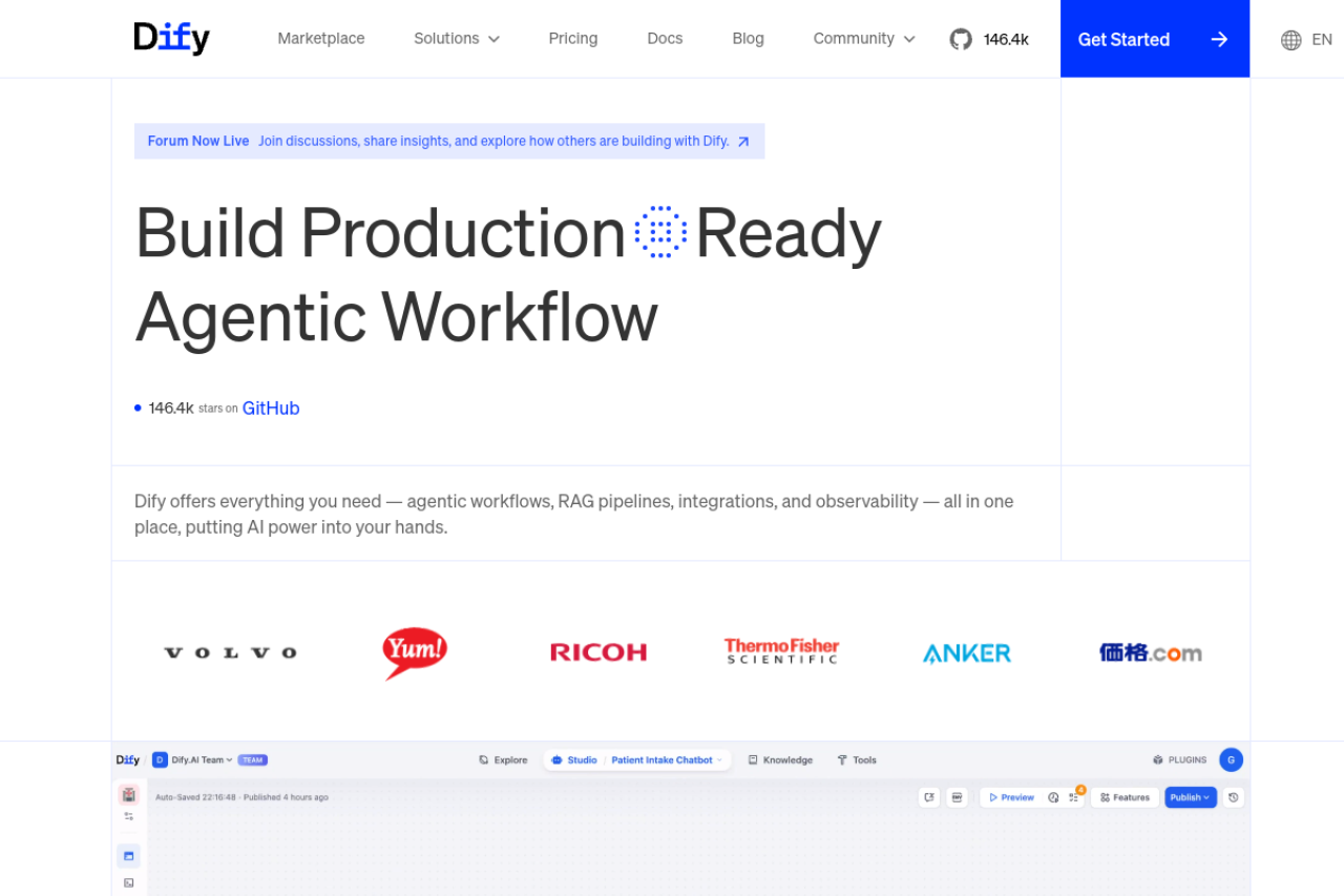 Dify Ai website screenshot