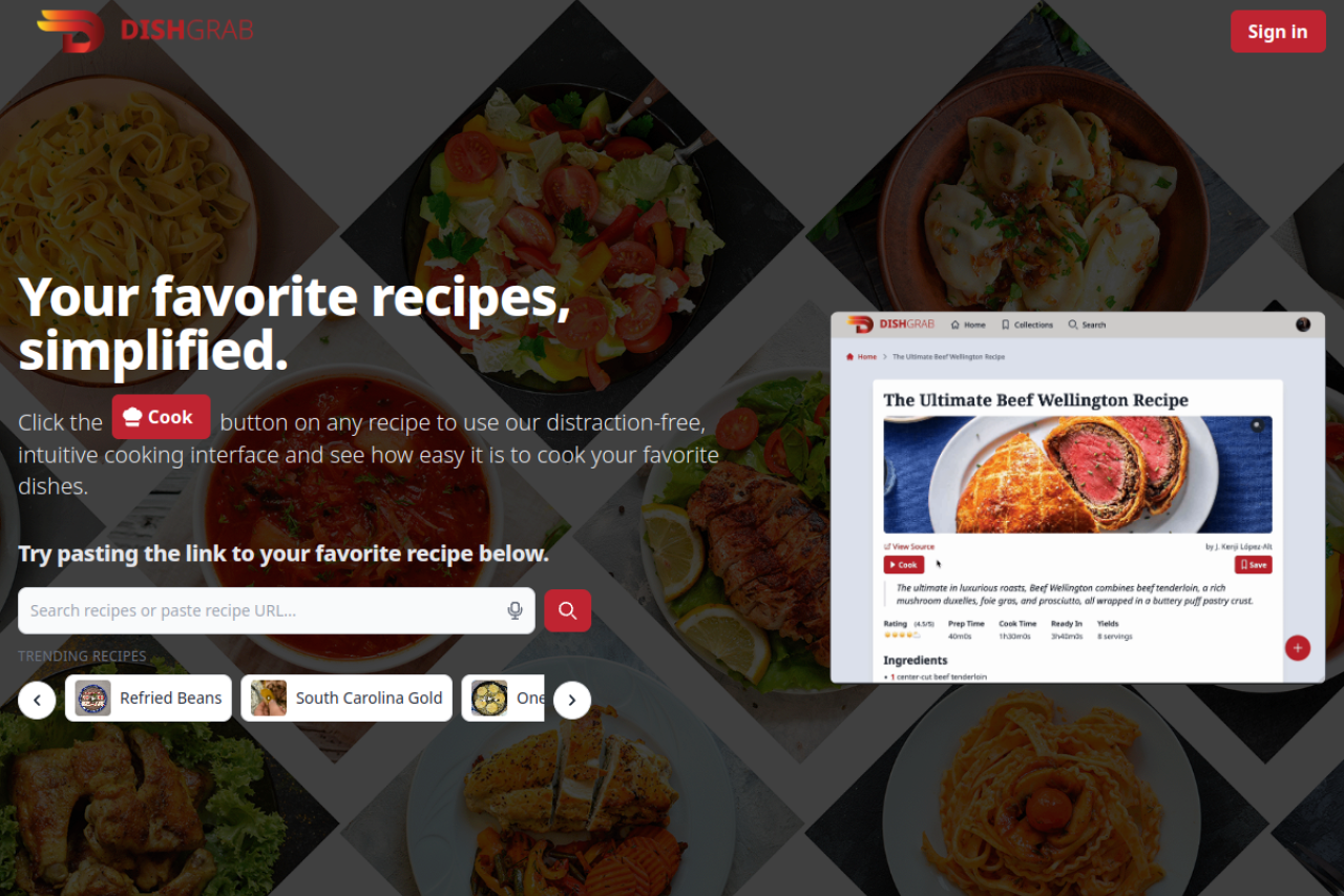 Dishgrab website screenshot