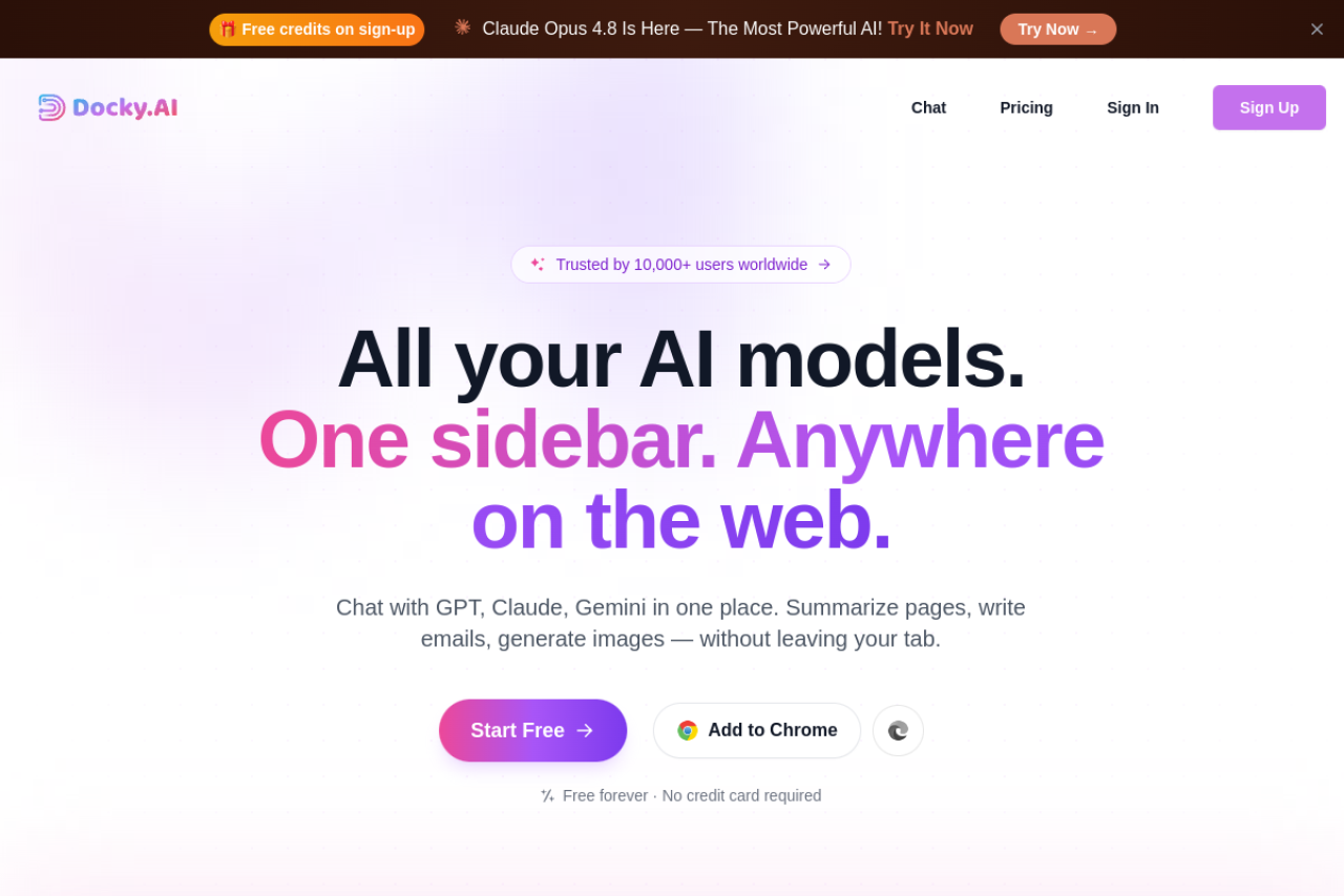 Dockyai Chatgpt Sidebar Chrome Extension website screenshot