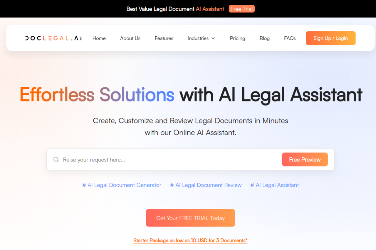 Doclegal Ai website screenshot