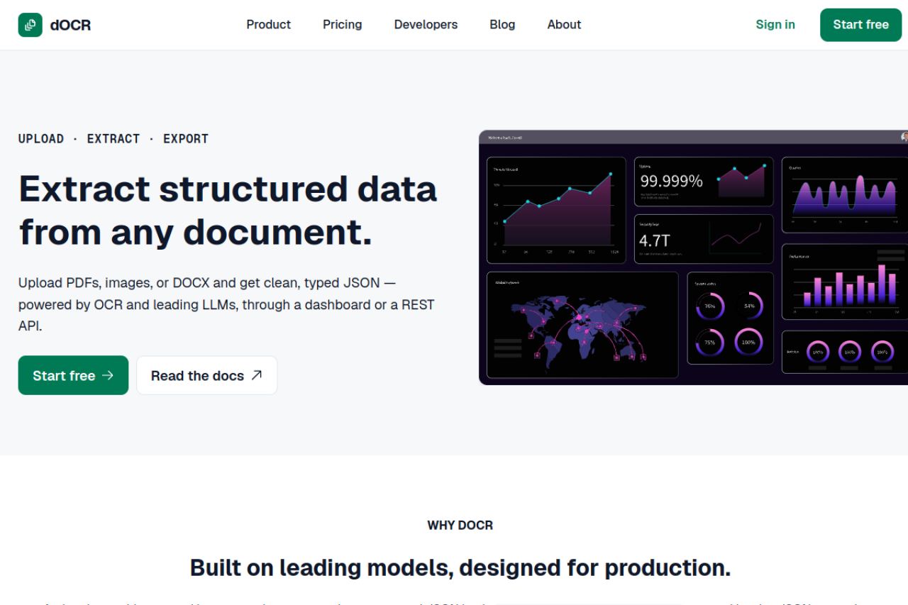 dOCR website screenshot