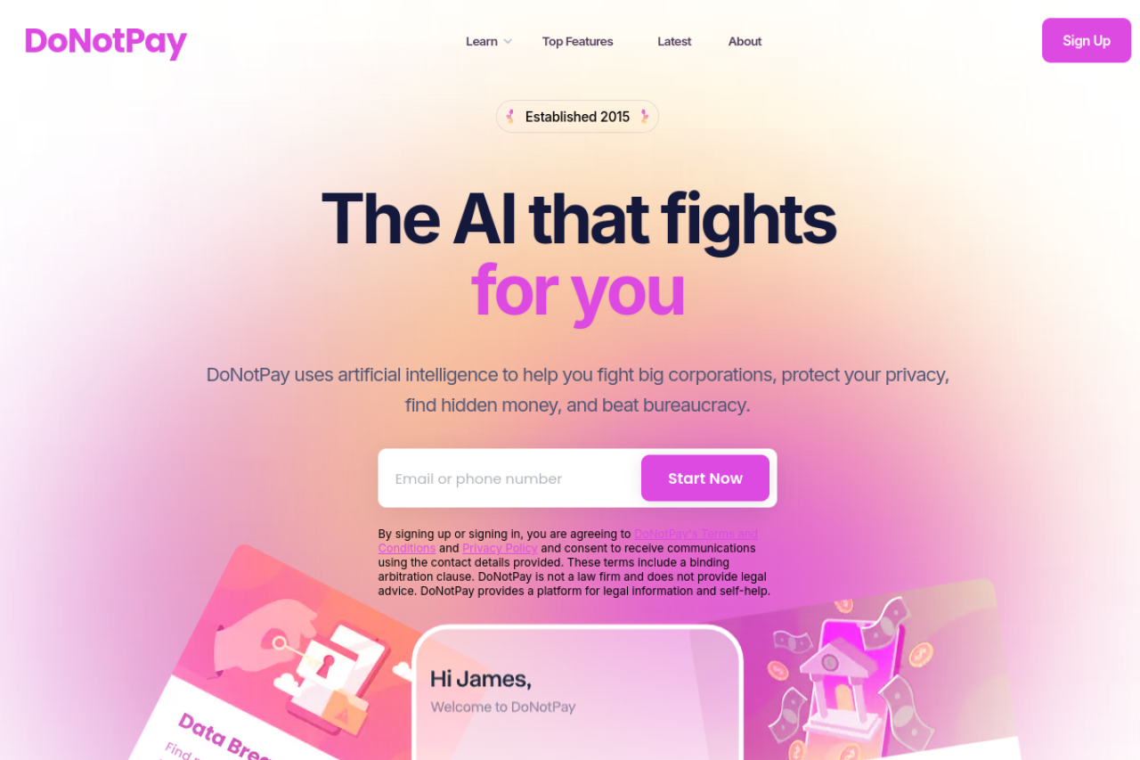 DoNotPay website screenshot