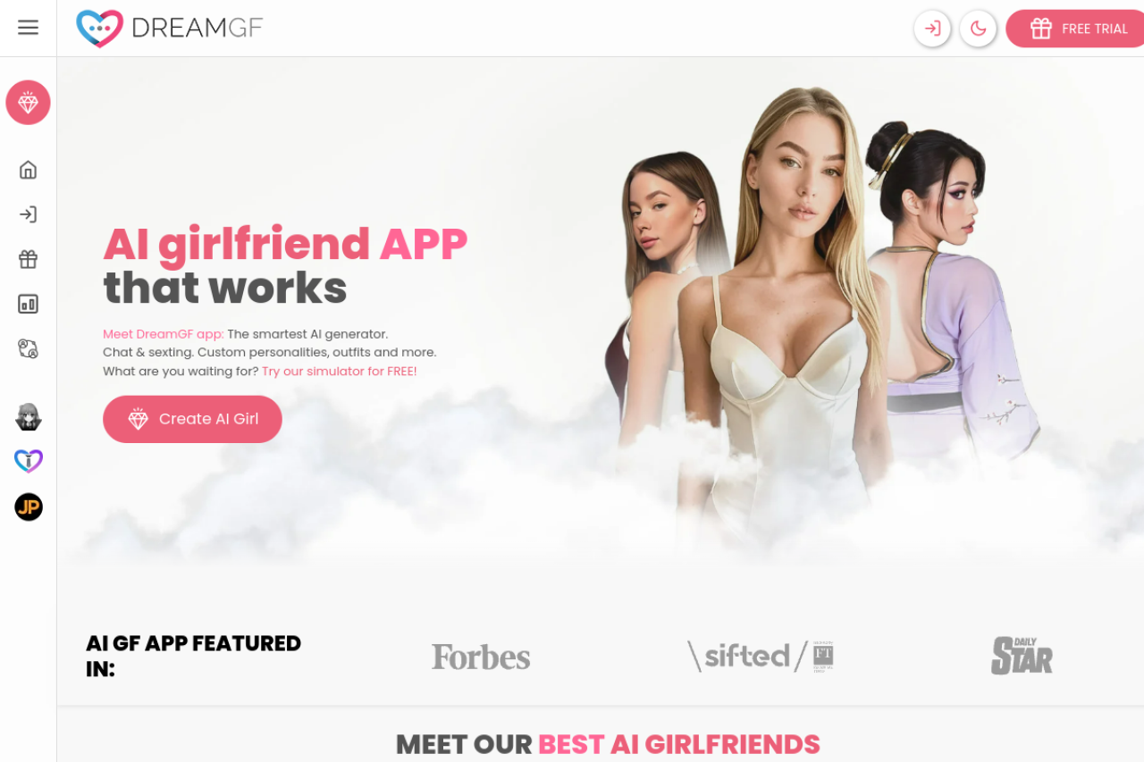 DreamGF website screenshot