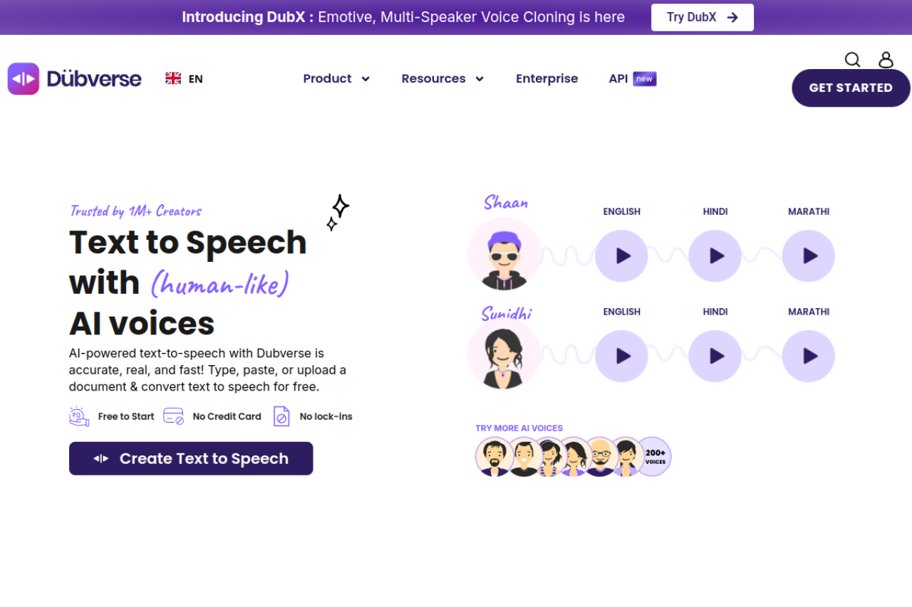 Dubverse website screenshot