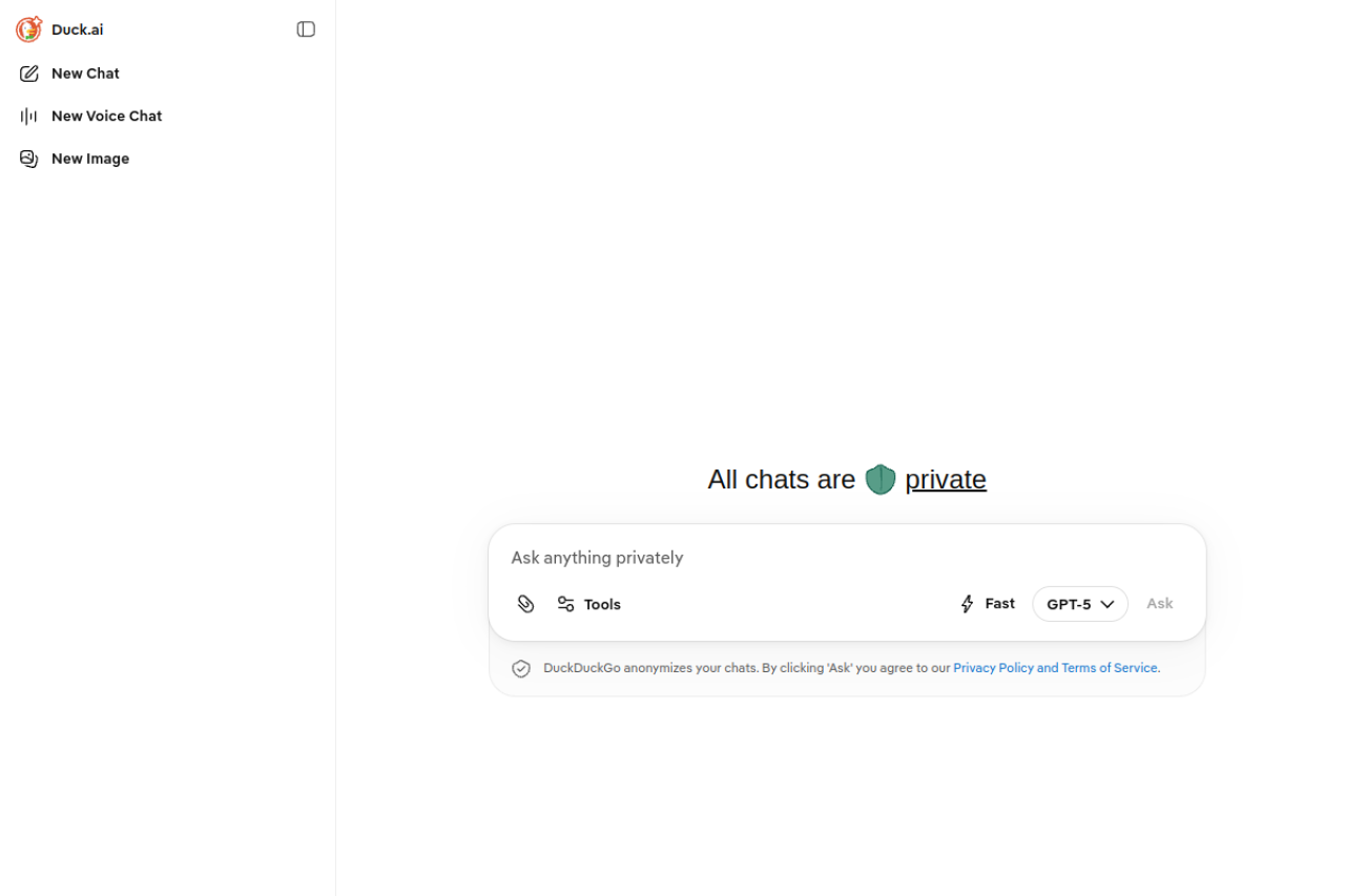 Duck Ai website screenshot