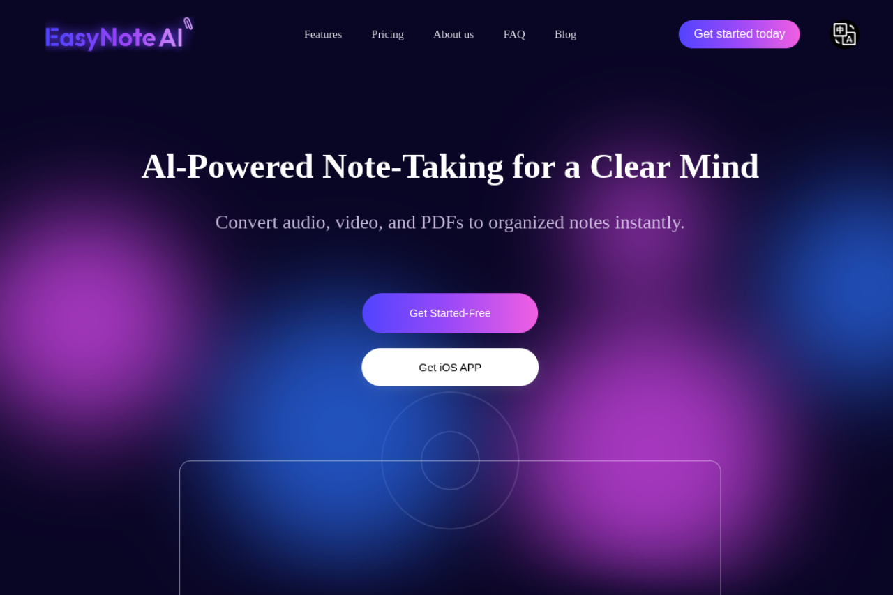 EasyNoteAI website screenshot