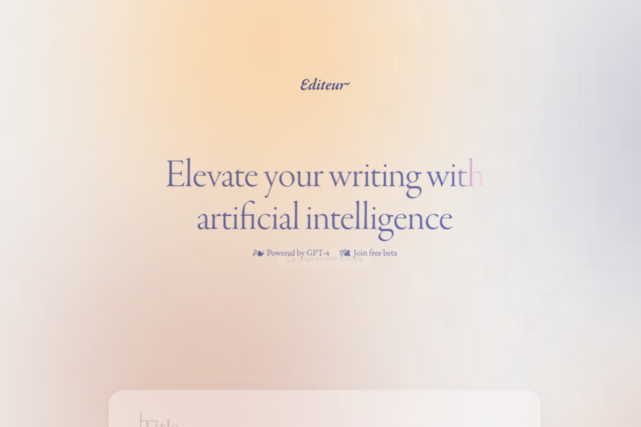 Editeur Ai website screenshot
