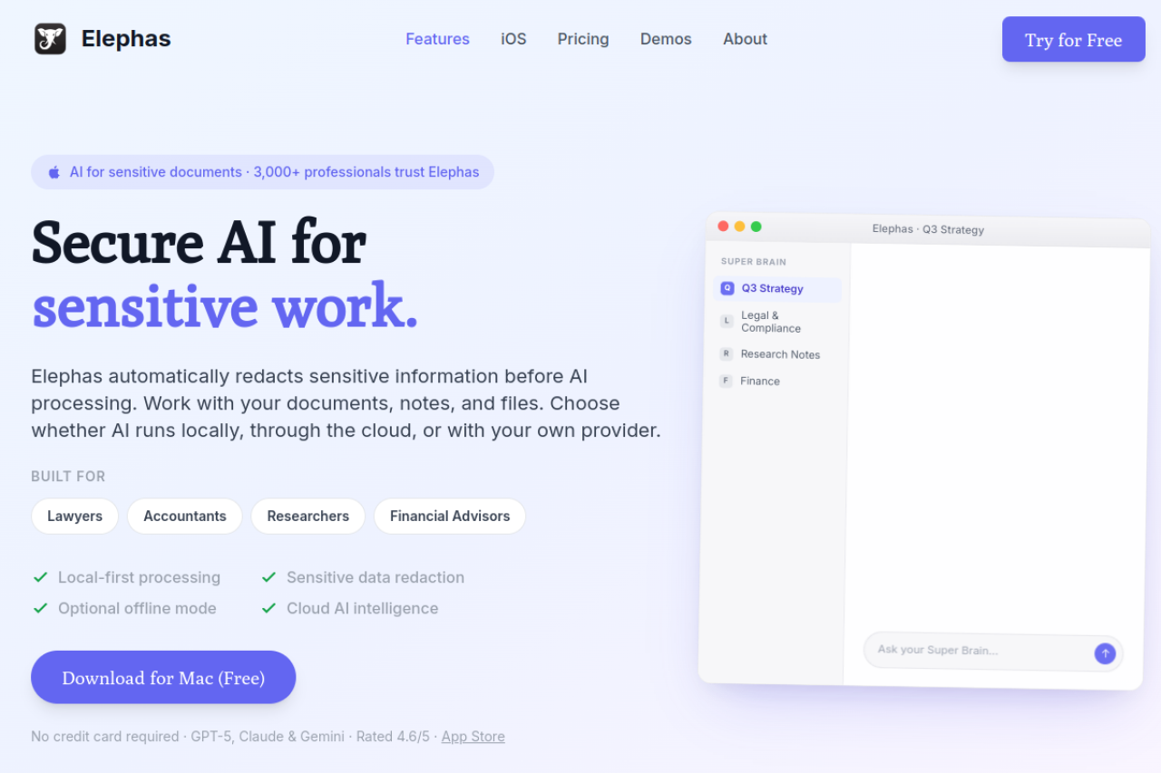 Elephas website screenshot