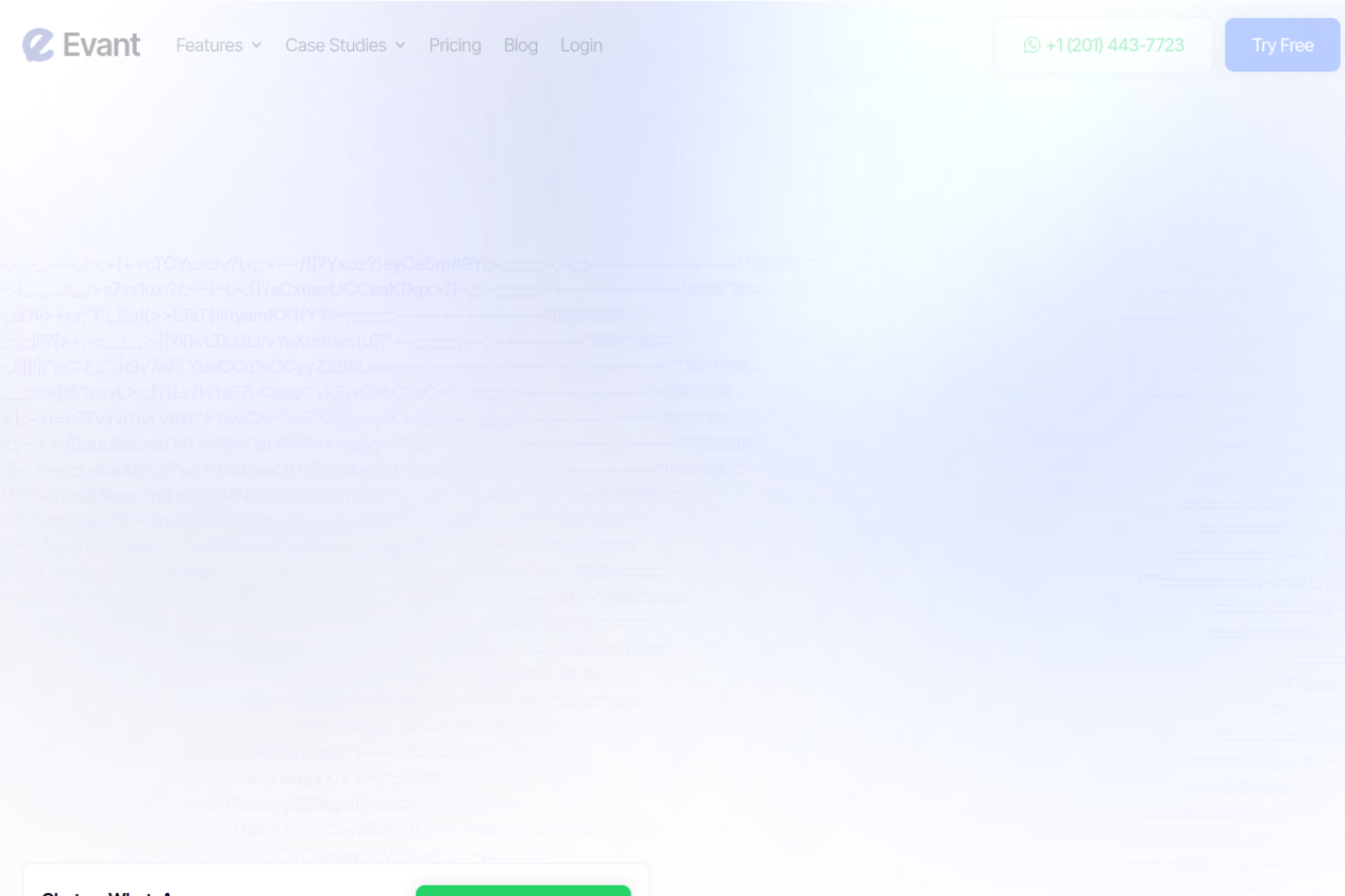 Evant App website screenshot
