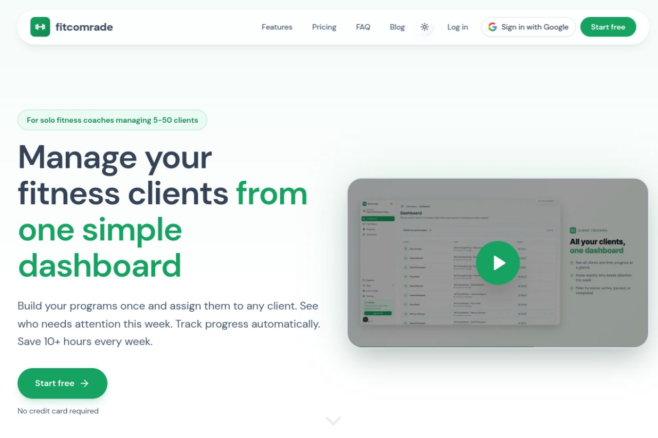 Fitcomrade website screenshot