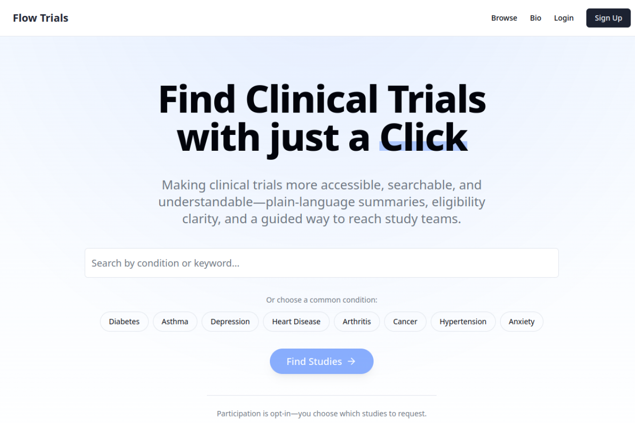 Flow Trials website screenshot