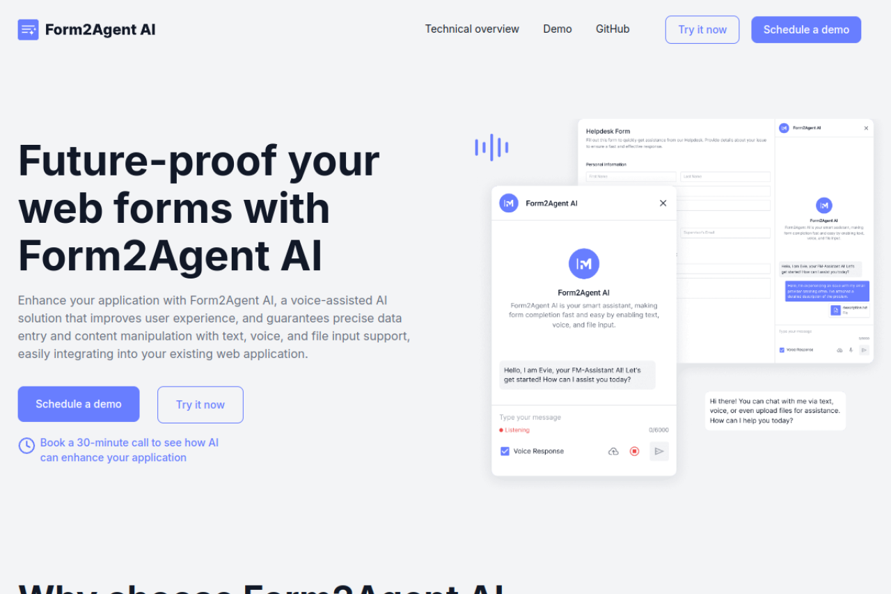 Form2Agent AI website screenshot