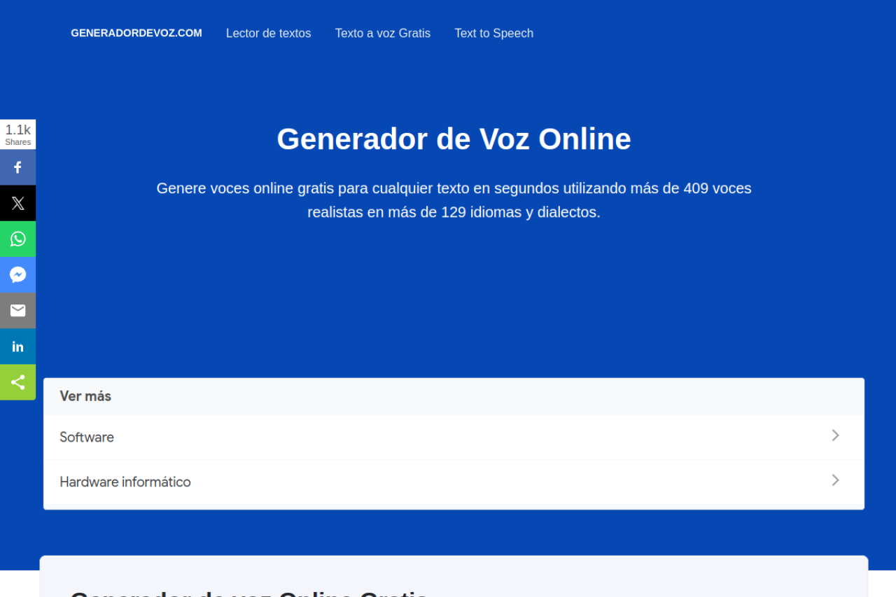 Generador De Voz website screenshot