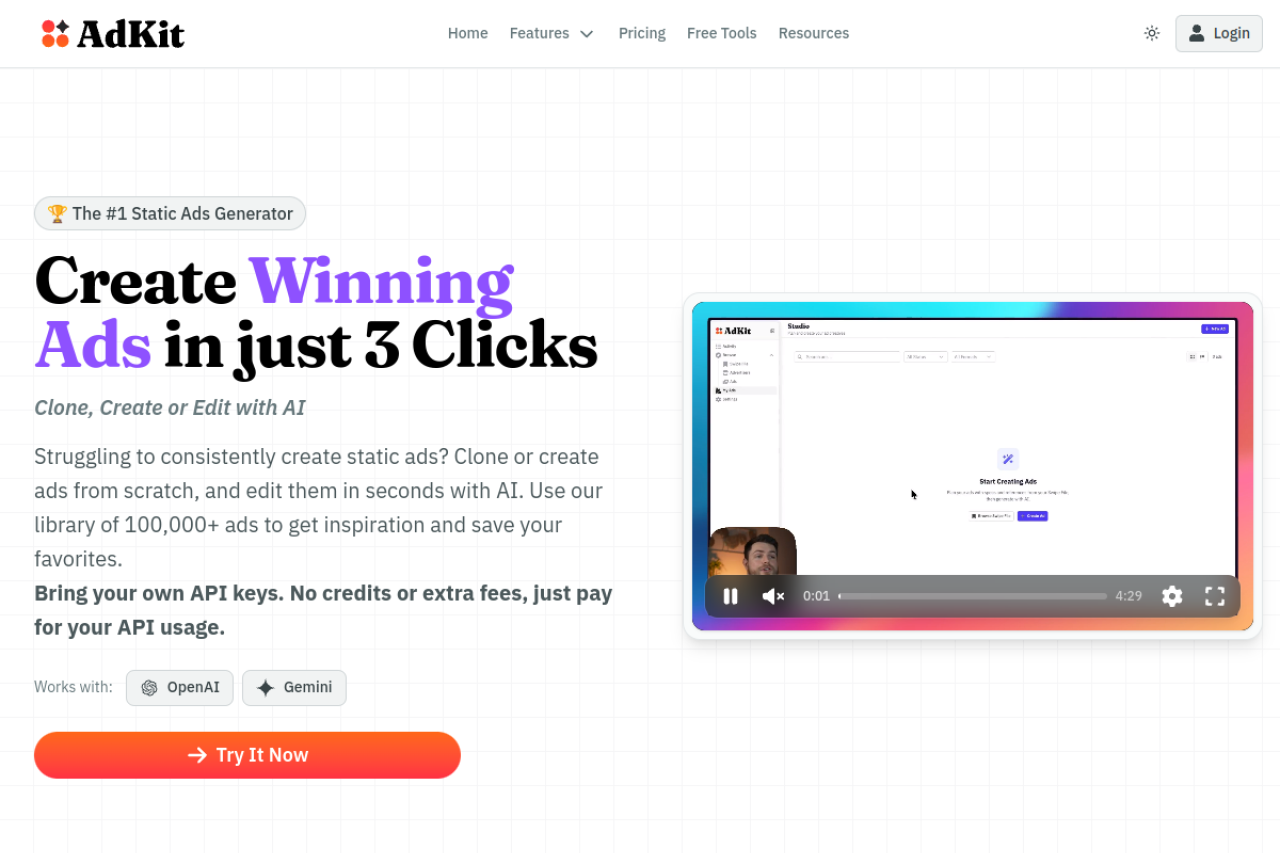 Generate Ads Ai website screenshot