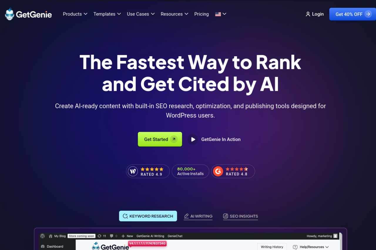 Getgenie Ai website screenshot