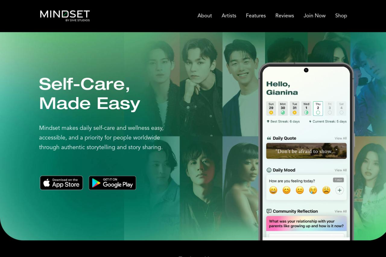 Mood Ai By Mindset website screenshot