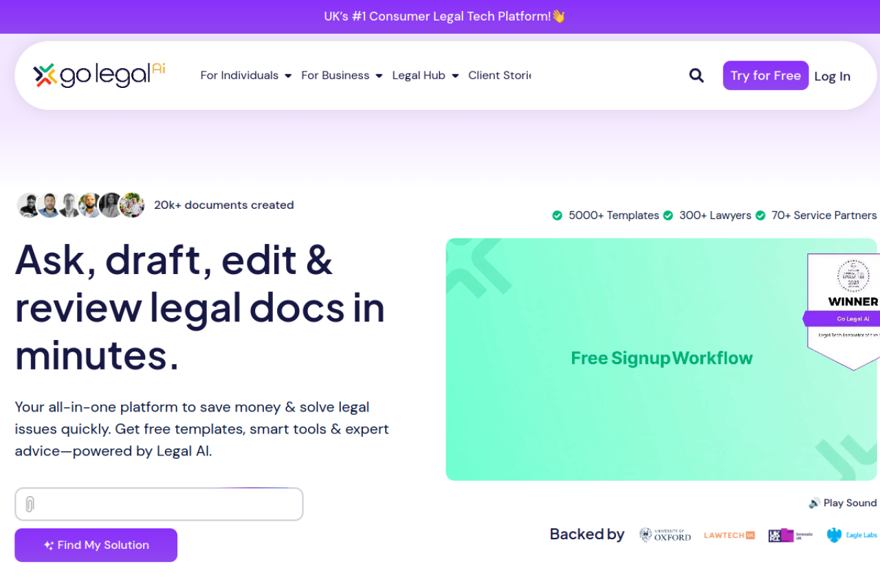 Go Legal Ai website screenshot