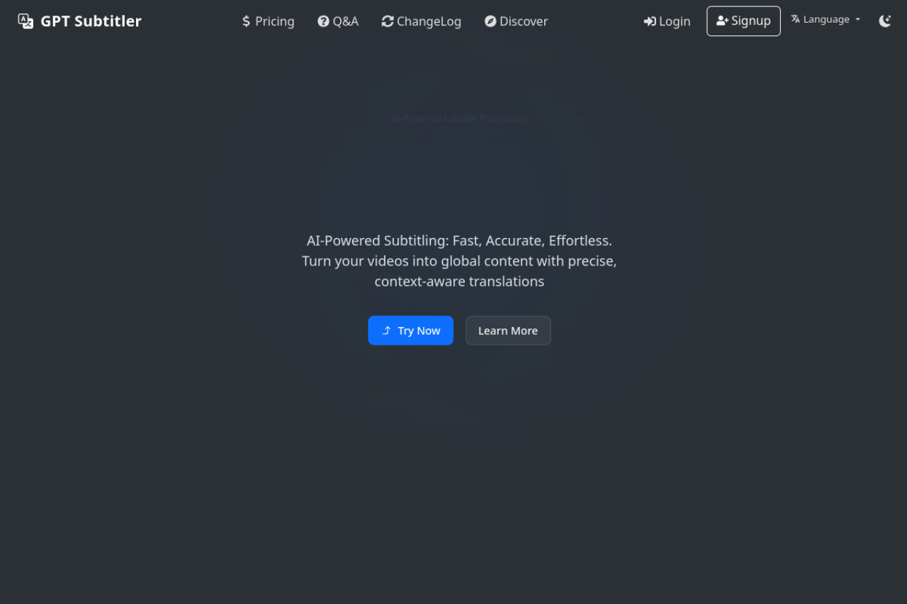 Gpt Subtitler website screenshot