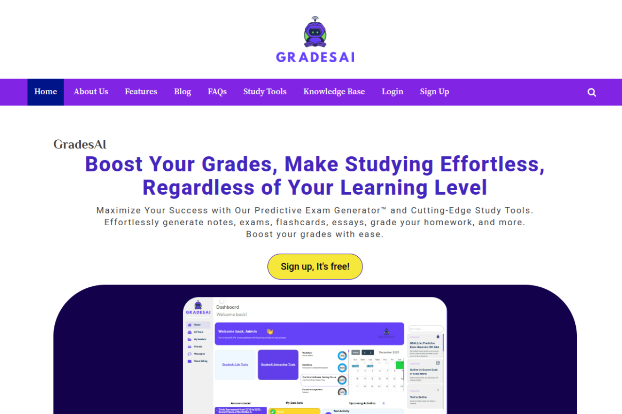 Gradesai website screenshot