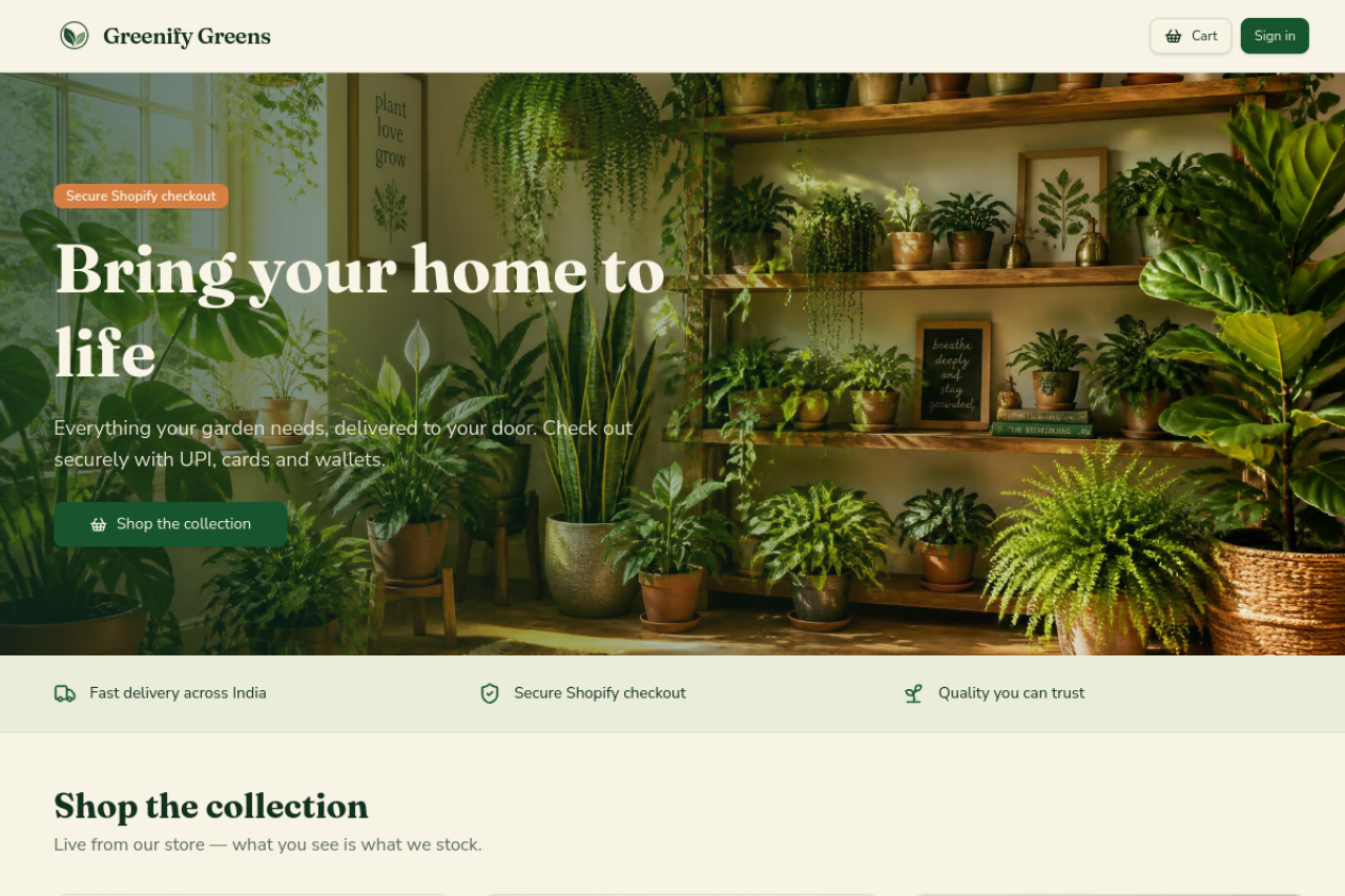 Homepage preview of GreenifyGreens — Green Business built by DigiCreators