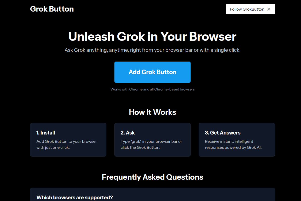 Grok Button website screenshot