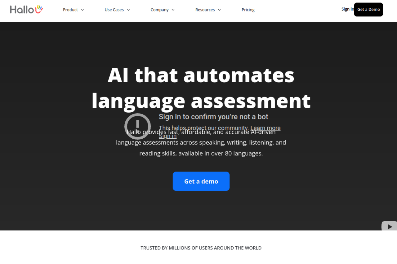 Hallo Ai Language Learning website screenshot