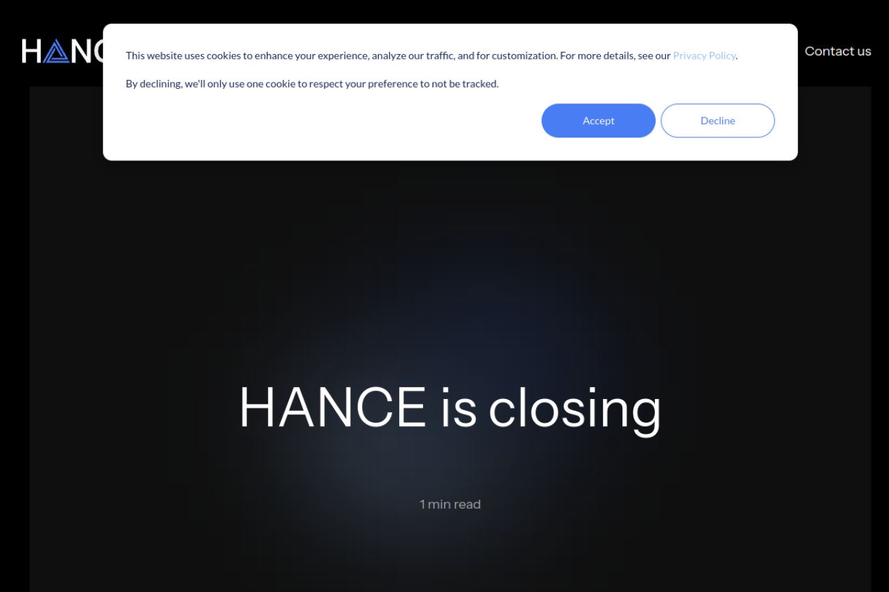 Hance Ai Audio Enhancement website screenshot