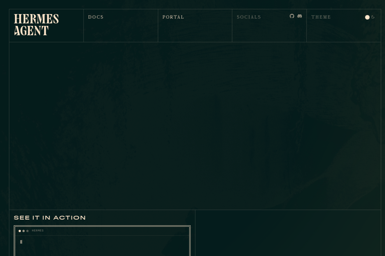 Hermes Agent website screenshot