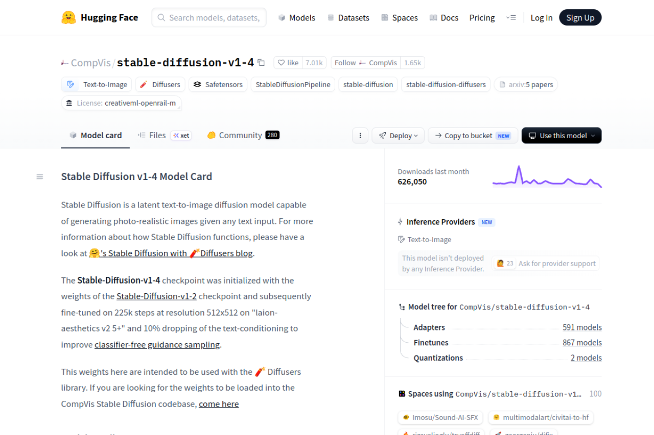 Stable Diffusion website screenshot