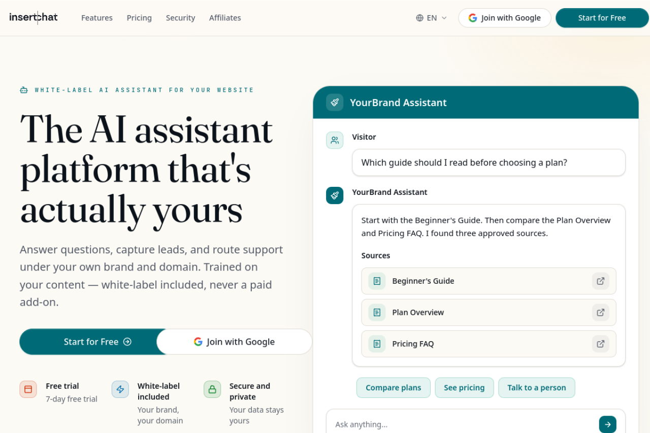 InsertChat website screenshot