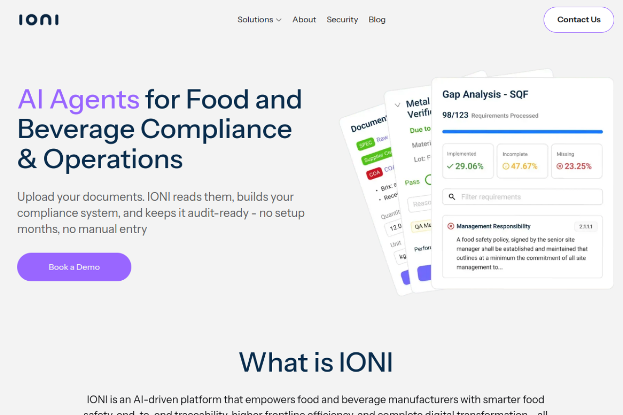 Ioni Ai website screenshot