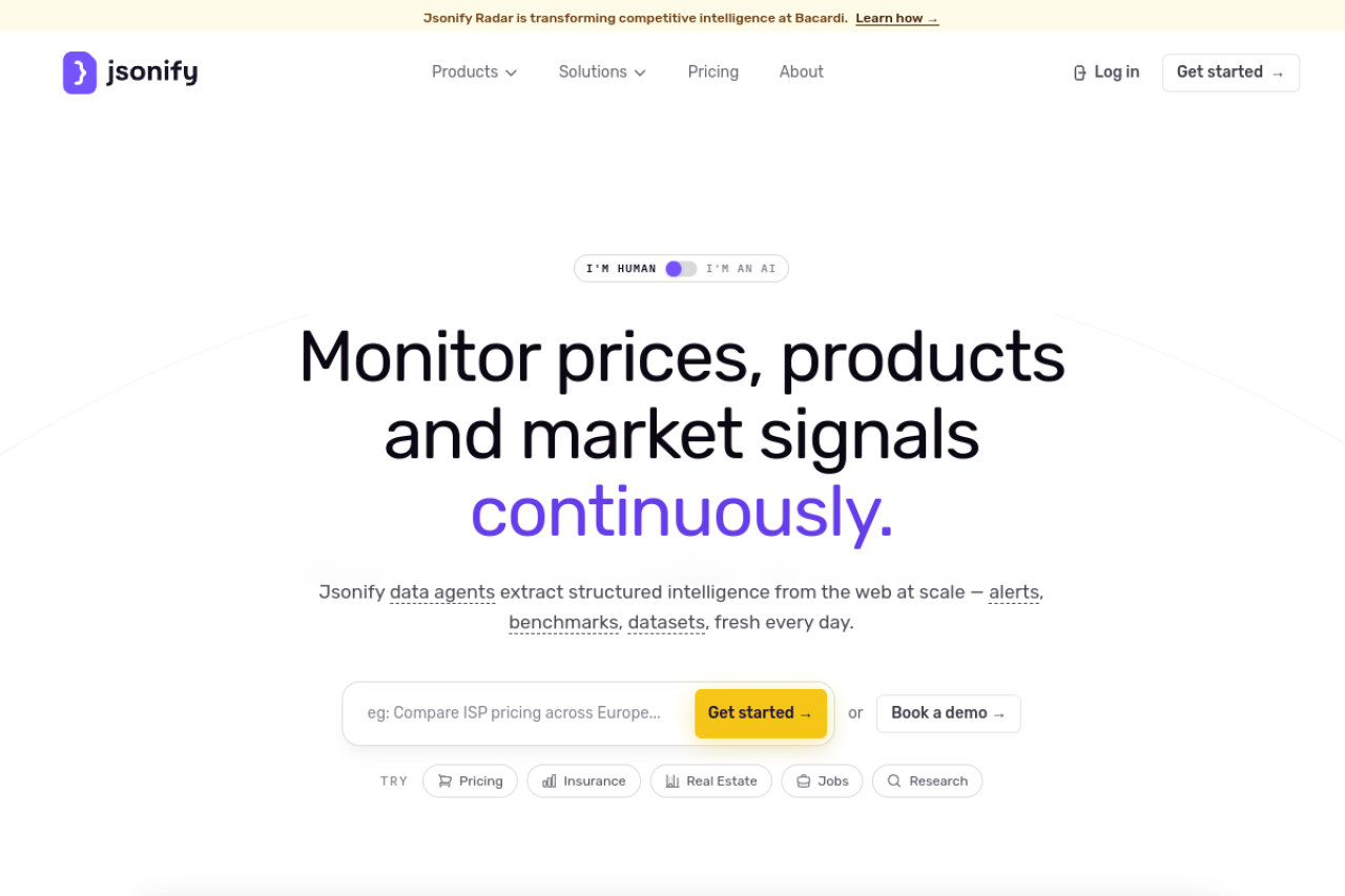 Jsonify website screenshot
