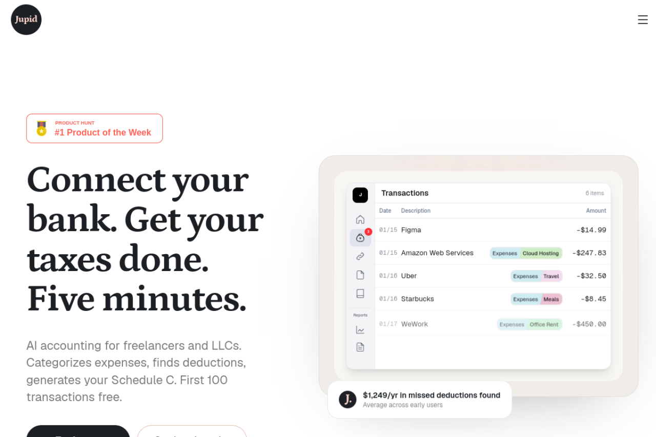 Jupid Ai Accountant website screenshot