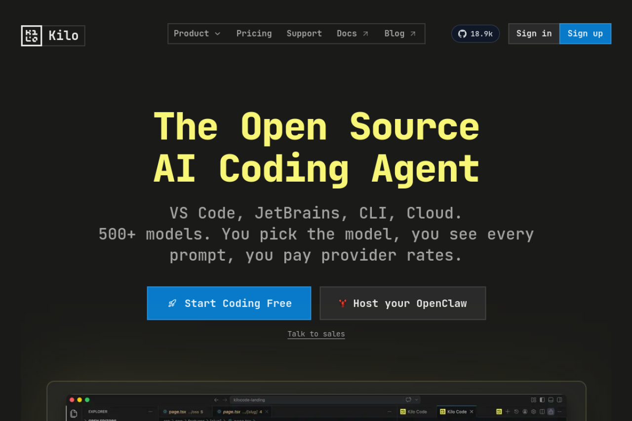 Kilo website screenshot