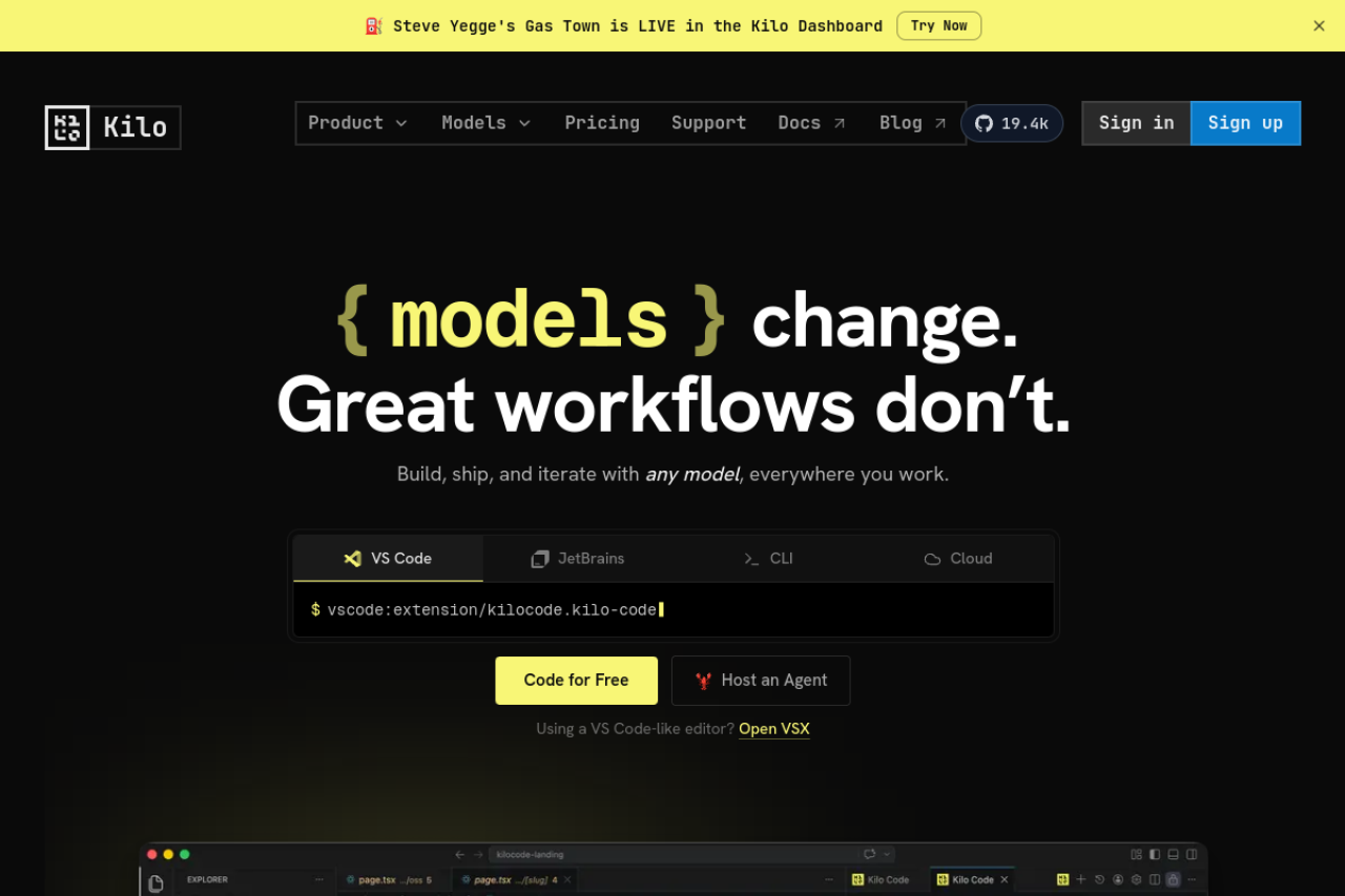 Kilo Code website screenshot
