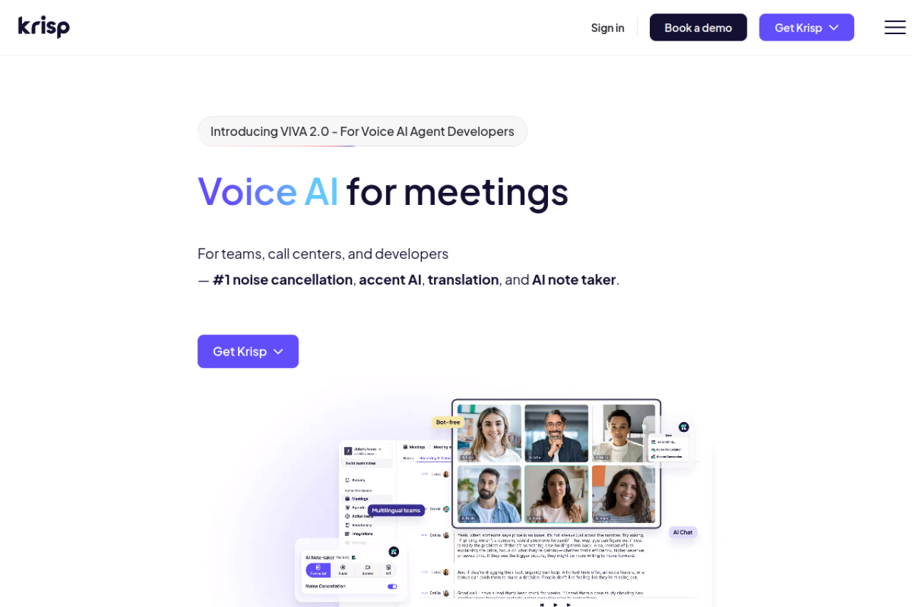 Krisp website screenshot