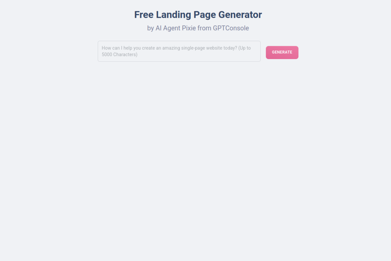 Free Landing Page Generator website screenshot