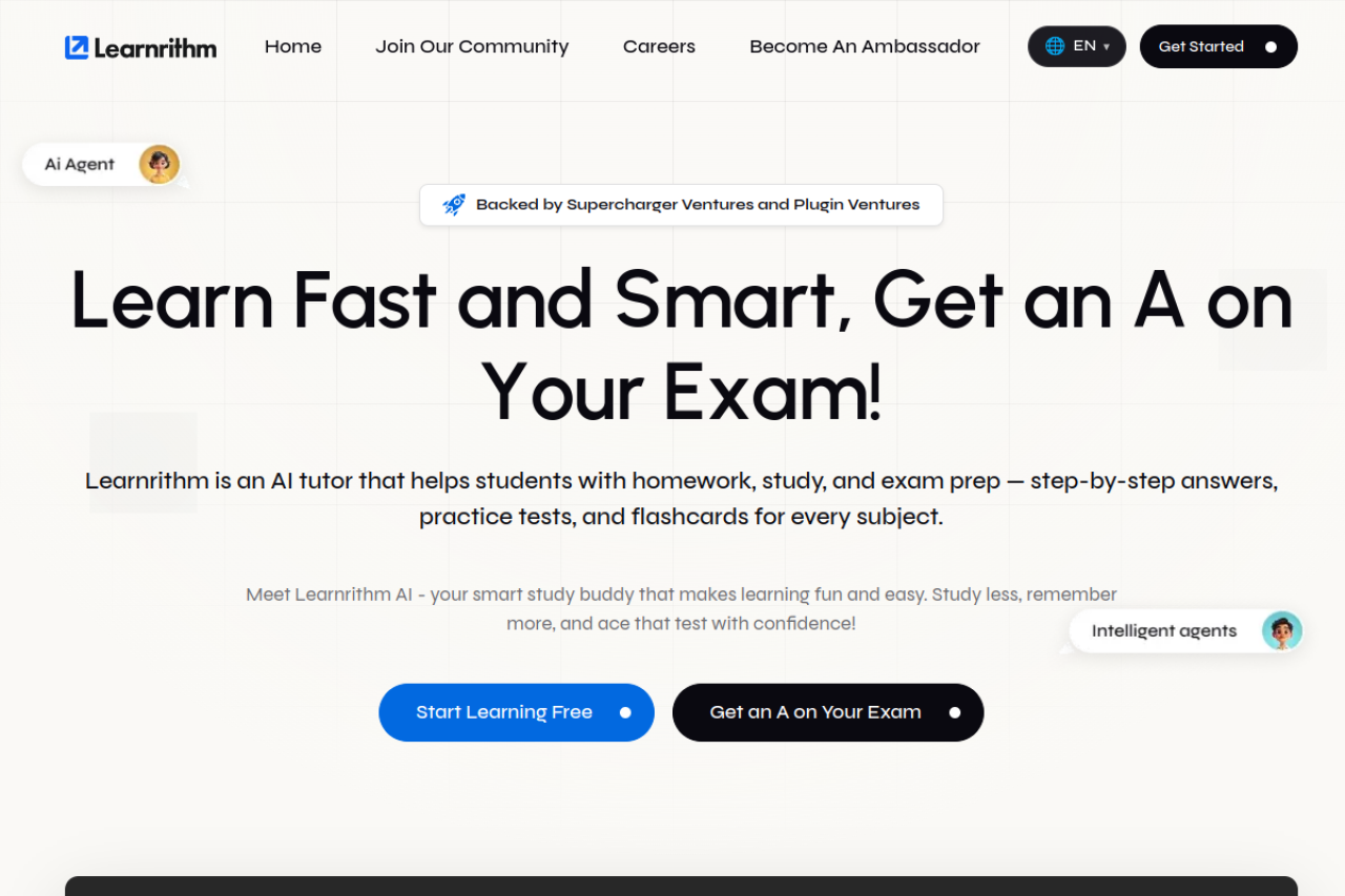 Learnrithm Ai website screenshot
