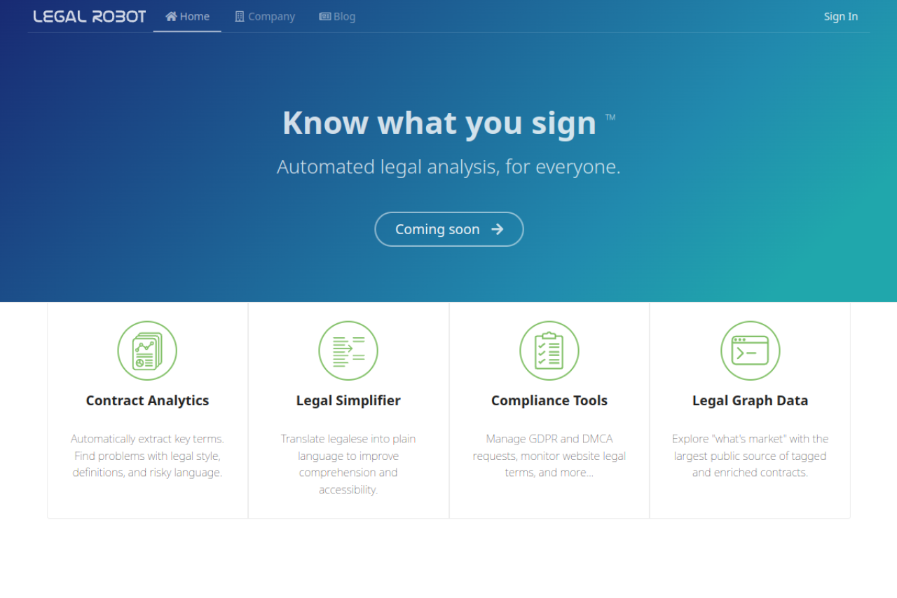 Legal Robot website screenshot