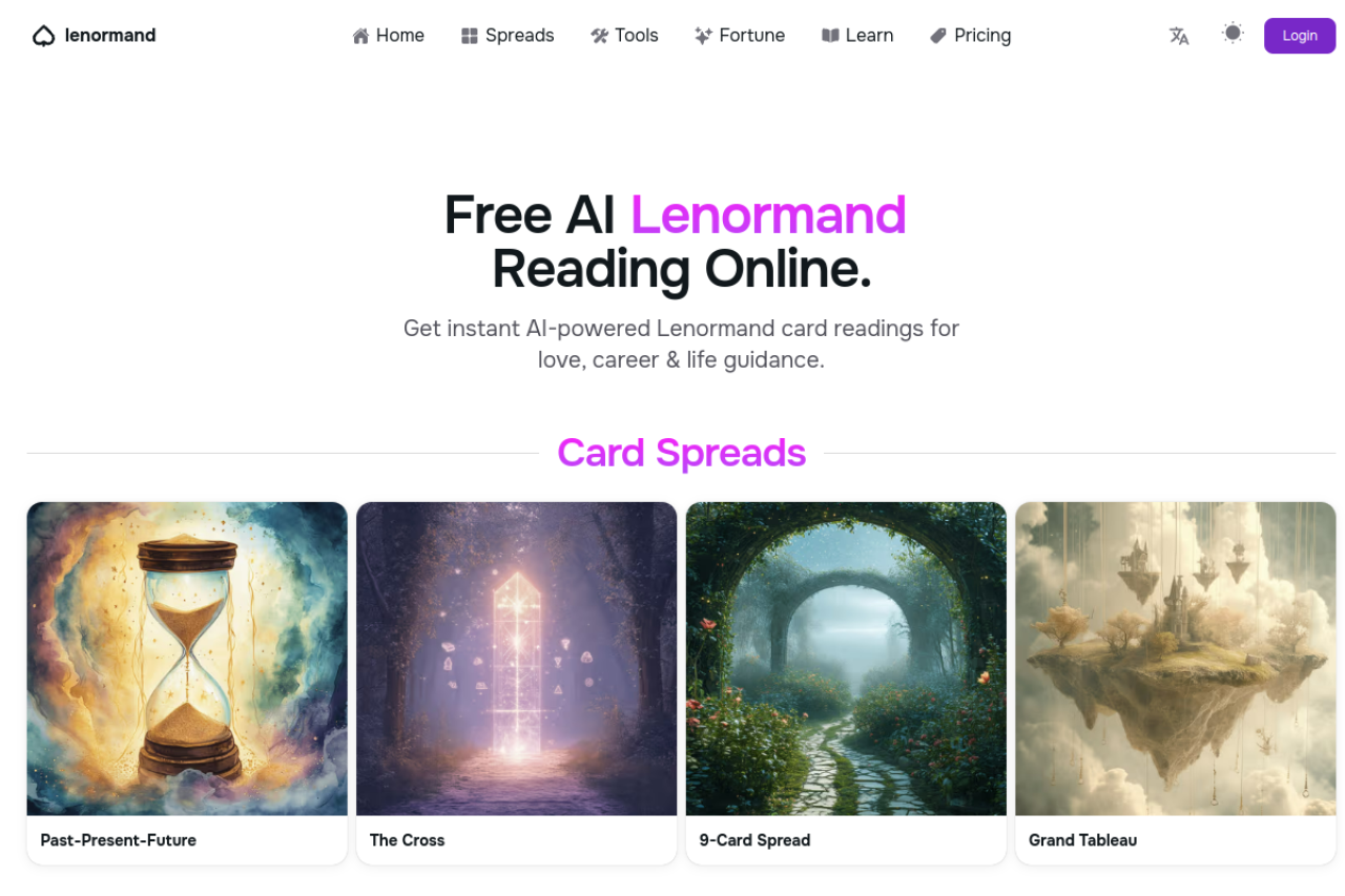 Lenormand Online website screenshot