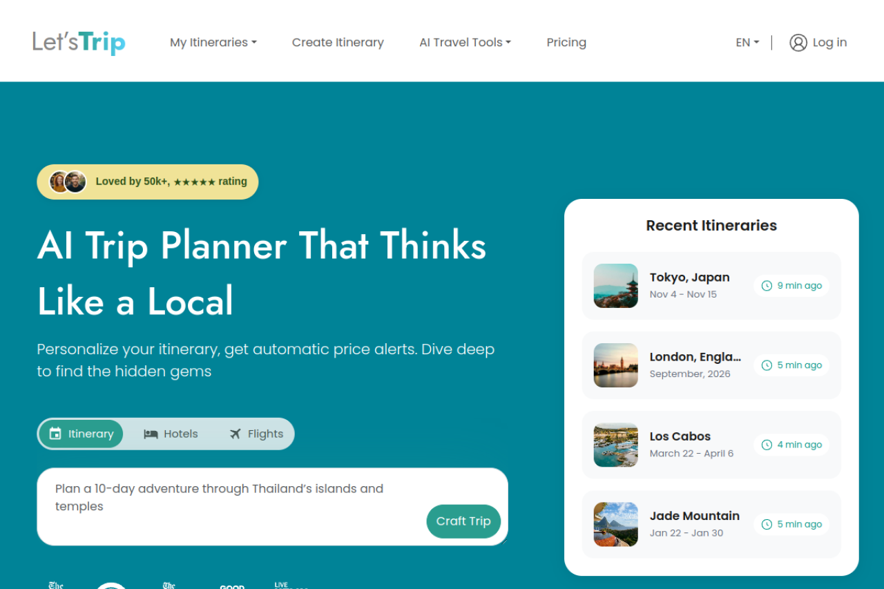 Let'sTrip website screenshot