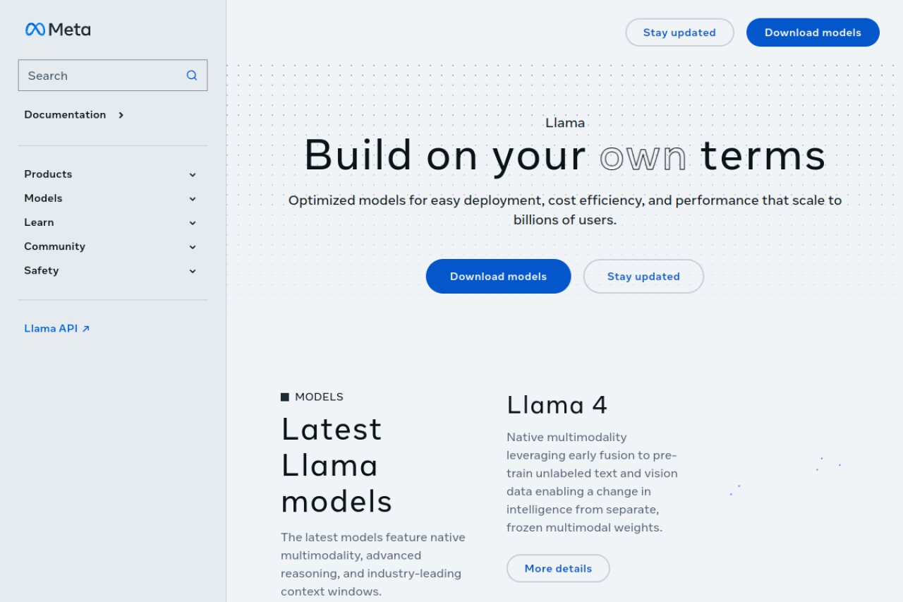 LLaMA website screenshot