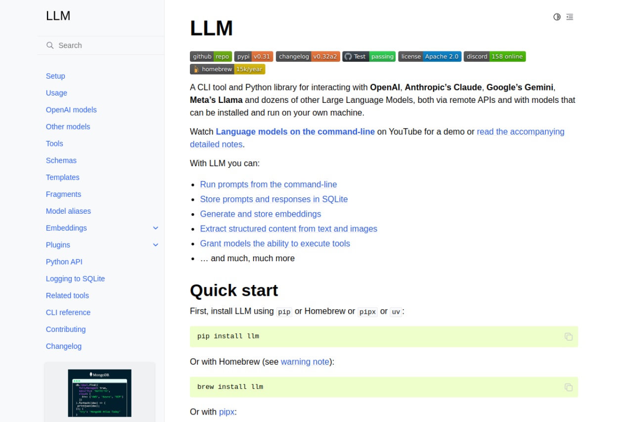 LLM website screenshot