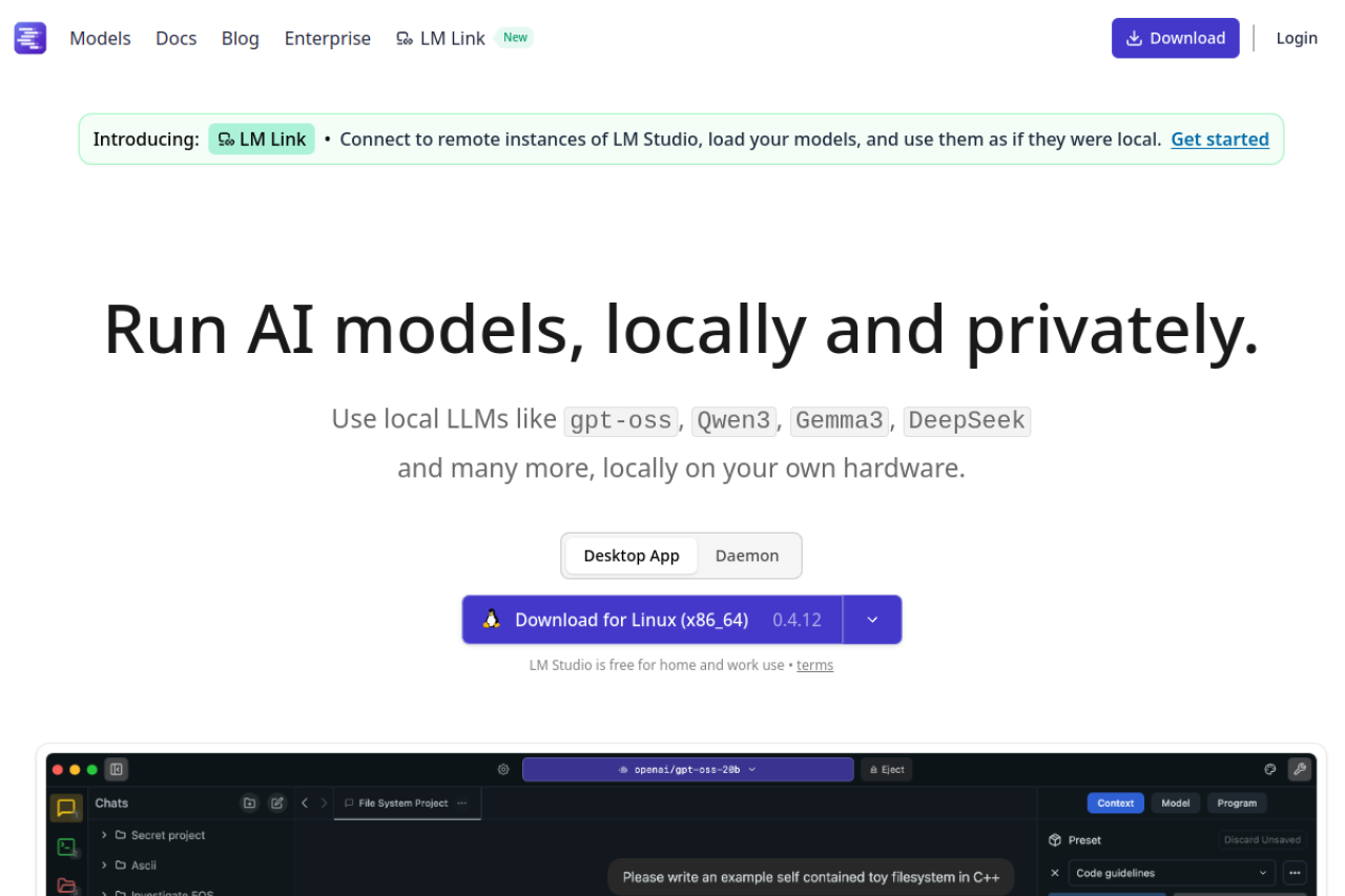 LM Studio website screenshot