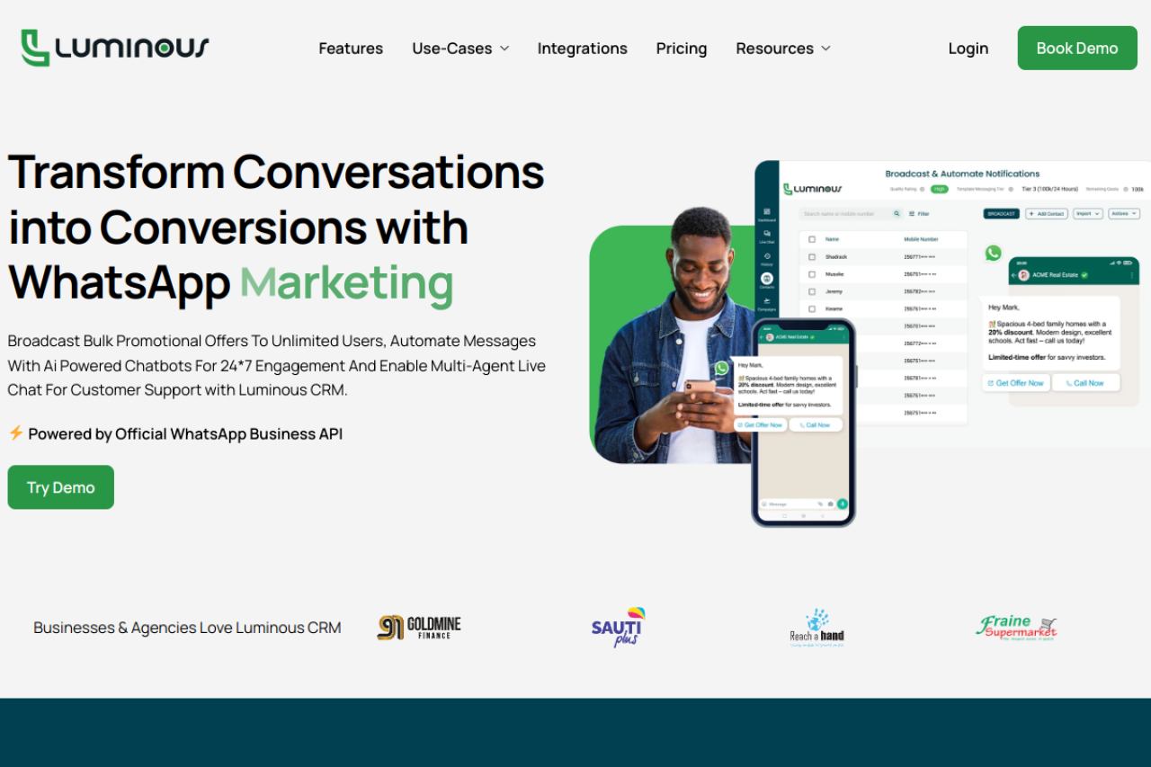 Luminouscrm Com website screenshot