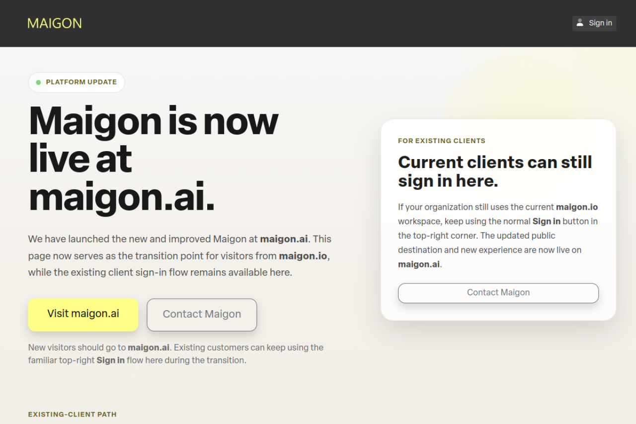 Maigon Io website screenshot