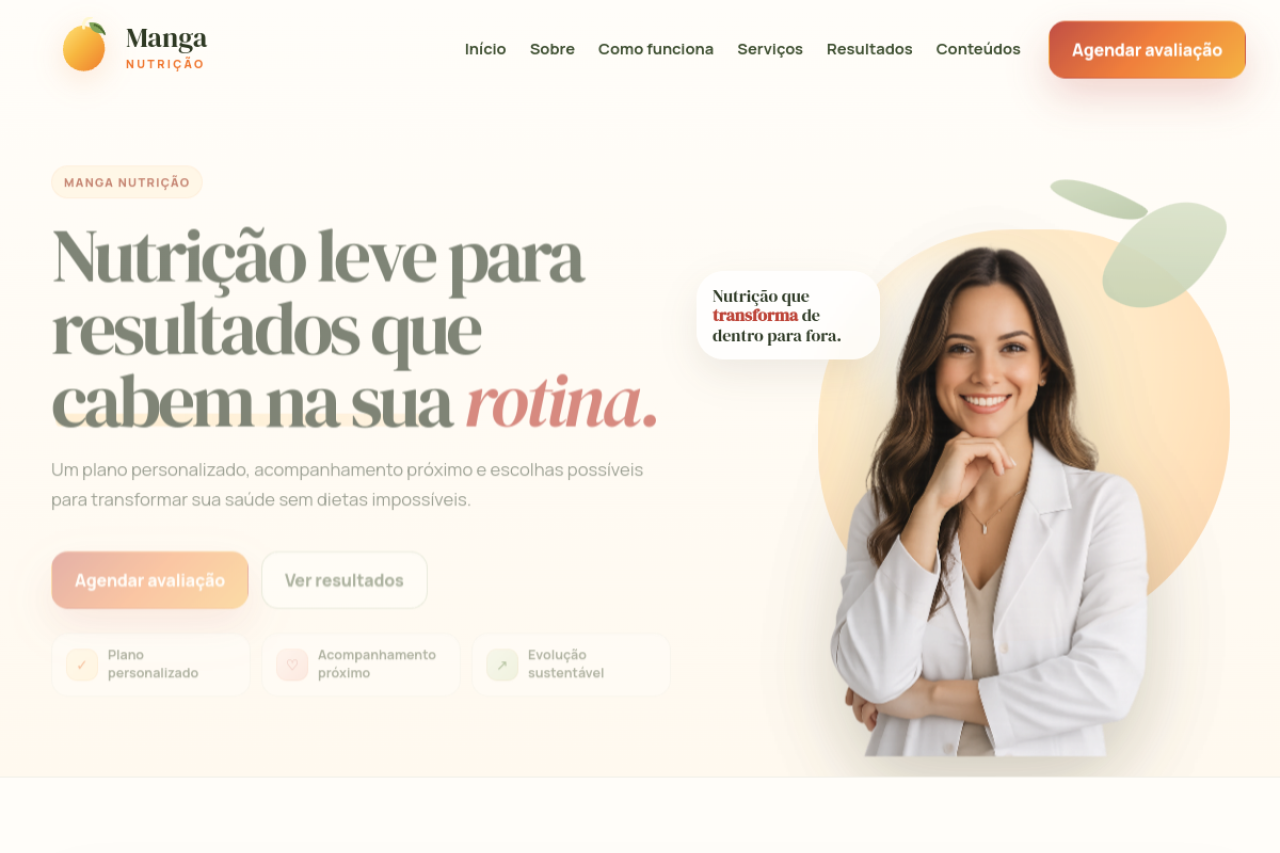 Pré-visualização do site Manga Nutrição