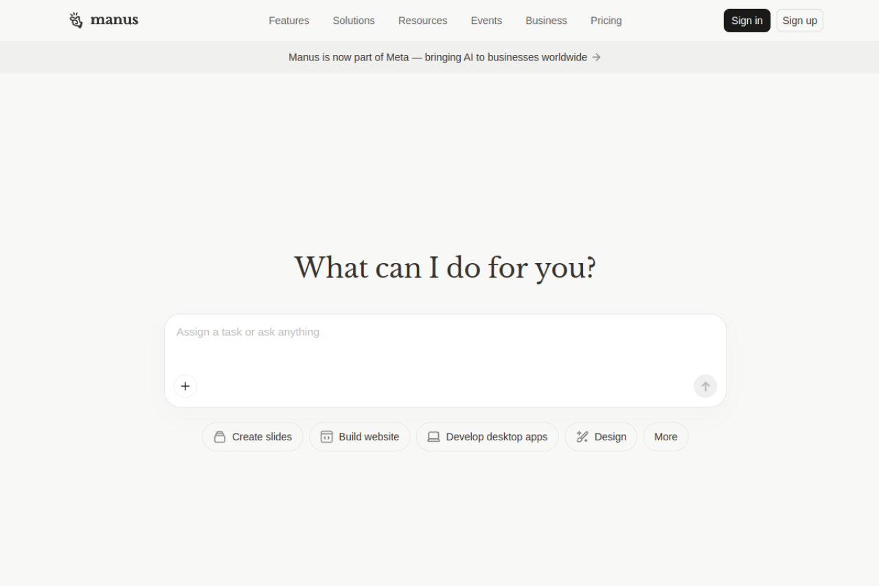 Manus website screenshot