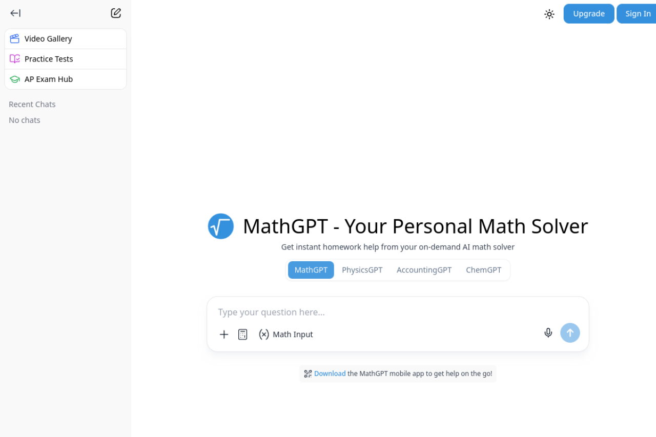 Mathgpt Ai Math Solver Animator website screenshot